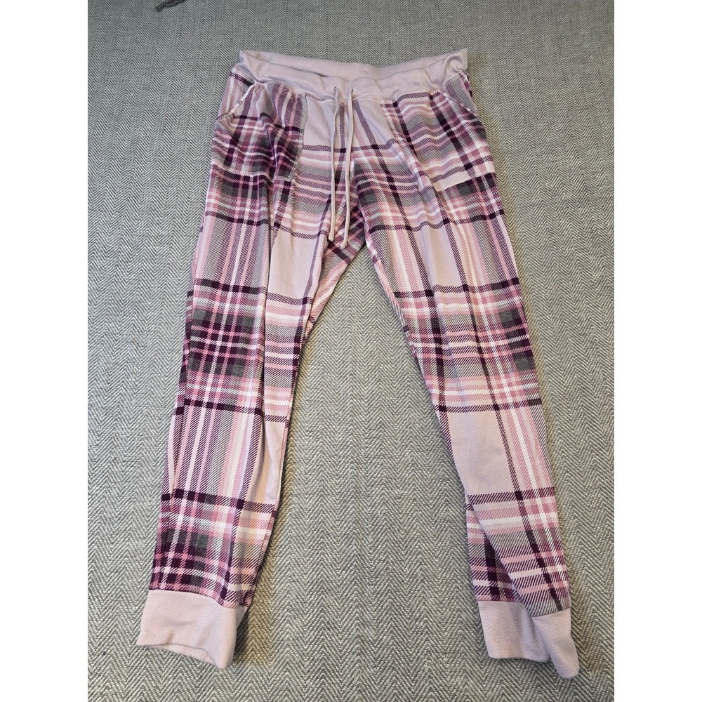 Secret Treasures Sleepwear Pajama Pants Women's L Purple Pink Plaid Tapered Leg